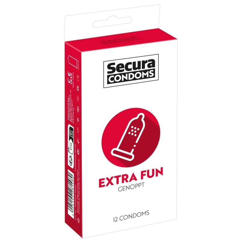 Secura Condoms Préservatifs perlés Extra Fun 53mm x12
